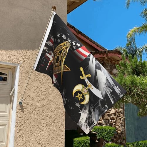 Rqwaaed Masonic Shriner Split Durable Indoor-Outdoor Versatile Double-Sided 3x5ft Flags Fade-Resistant