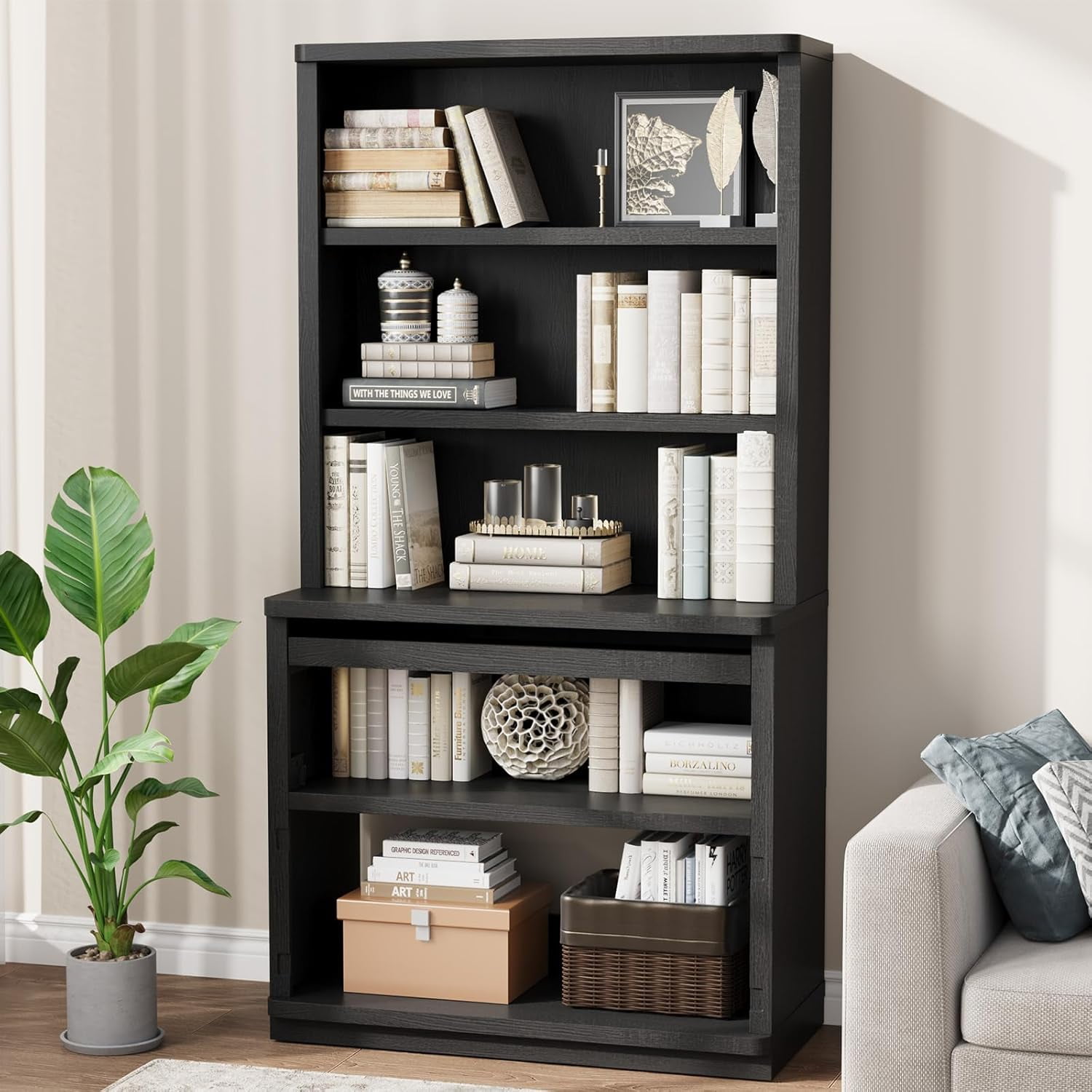 Rresyet 5 Tier Bookcase with Flip-Flop Design, 71