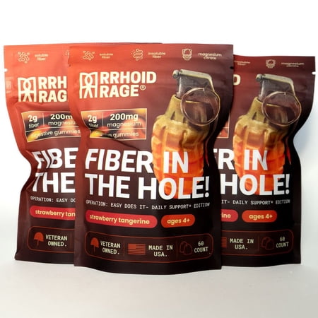 Rrhoid Rage Fiber & Magnesium Digestive Gummies, 60 Count (3-Pack)
