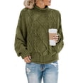 thumbnail image 1 of Rrhss Womens Turtleneck Oversized Long Sleeve Cable Knit Chunky Pullover Sweater Tops, 1 of 3