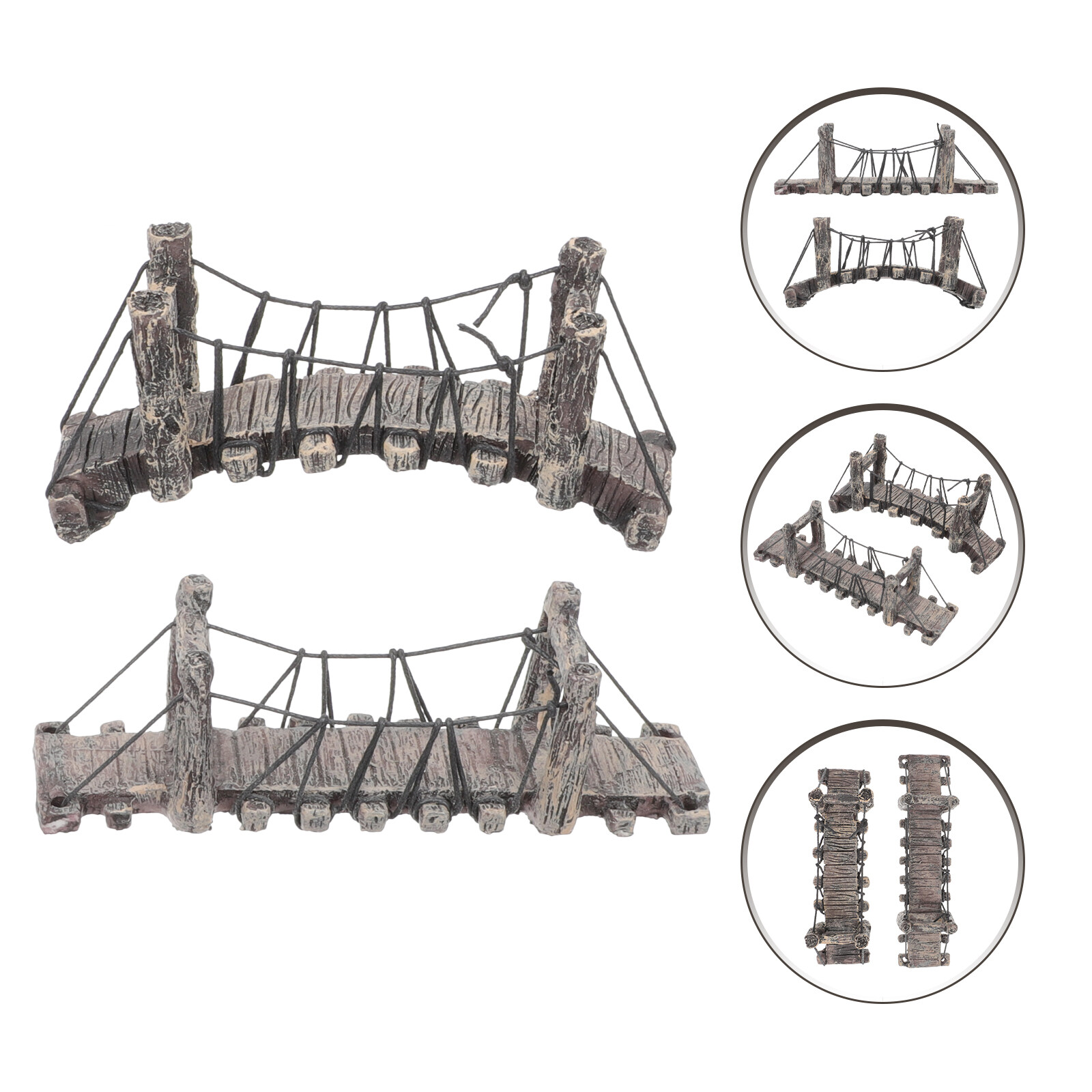 Rrouserry2x Mini Bridge Staute Wooden Arc Bridge with Railings DIY