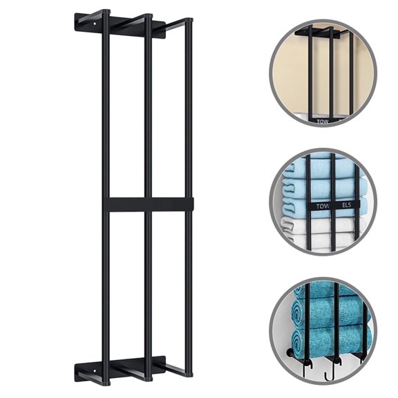 UEETEK-Stainless Steel Bathroom Towel Rack Wall Mounted Rack Bathroom Detachable Holder