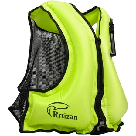 Rrtizan Adults Inflatable Swim Vest, Portable Snorkel Vest for Men/Women, Buoyancy Aid Jackets, Green, S/M