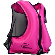 Adults Inflatable Swim Vest, Portable Snorkel Vest for Women, Buoyancy Aid Jackets, Pink, S/M