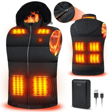 Rrtizan Heated Vest for Mens and Womens with 10000mAh Battery Pack, Detachable Heated Hood Heating Clothing, 3 Temperature Levels Electrically Heated Jacket, Szie L