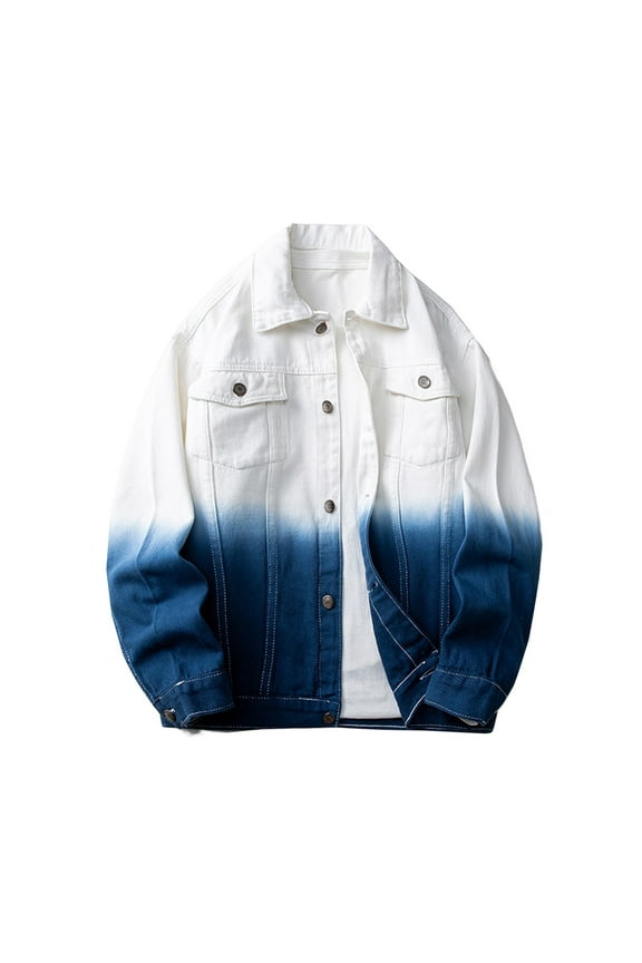 2024 Mens Denim Jackets Coats for Men Lightweight Fashion Leisure Solid Color Lapel Winter Jackets Trench Blue,2XL