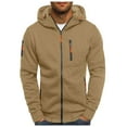 thumbnail image 1 of Rrunsv 2024 New Zipper Hoodies for Men Slim Sweatshirts Fall Casual Fashion Coats(Khaki,M), 1 of 5