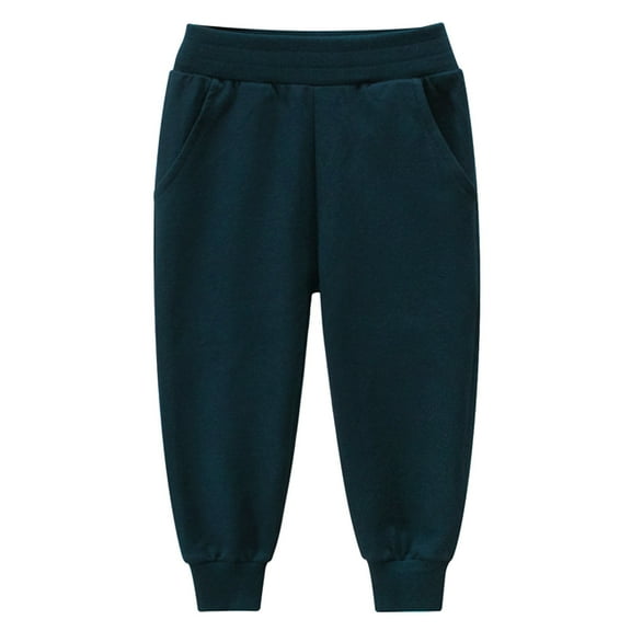 Rrunsv Baby Boy Pants Boys' Solid Color Drawstring Cotton Sweatpants Jogger Pants for Kids Navy,100