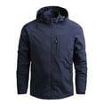 thumbnail image 1 of Rrunsv Big and Tall Mens Rain Jacket Waterproof with Hooded Hiking Coat Lightweight Windbreaker Men'S Trench & Rain Coats Dark Blue,L, 1 of 3