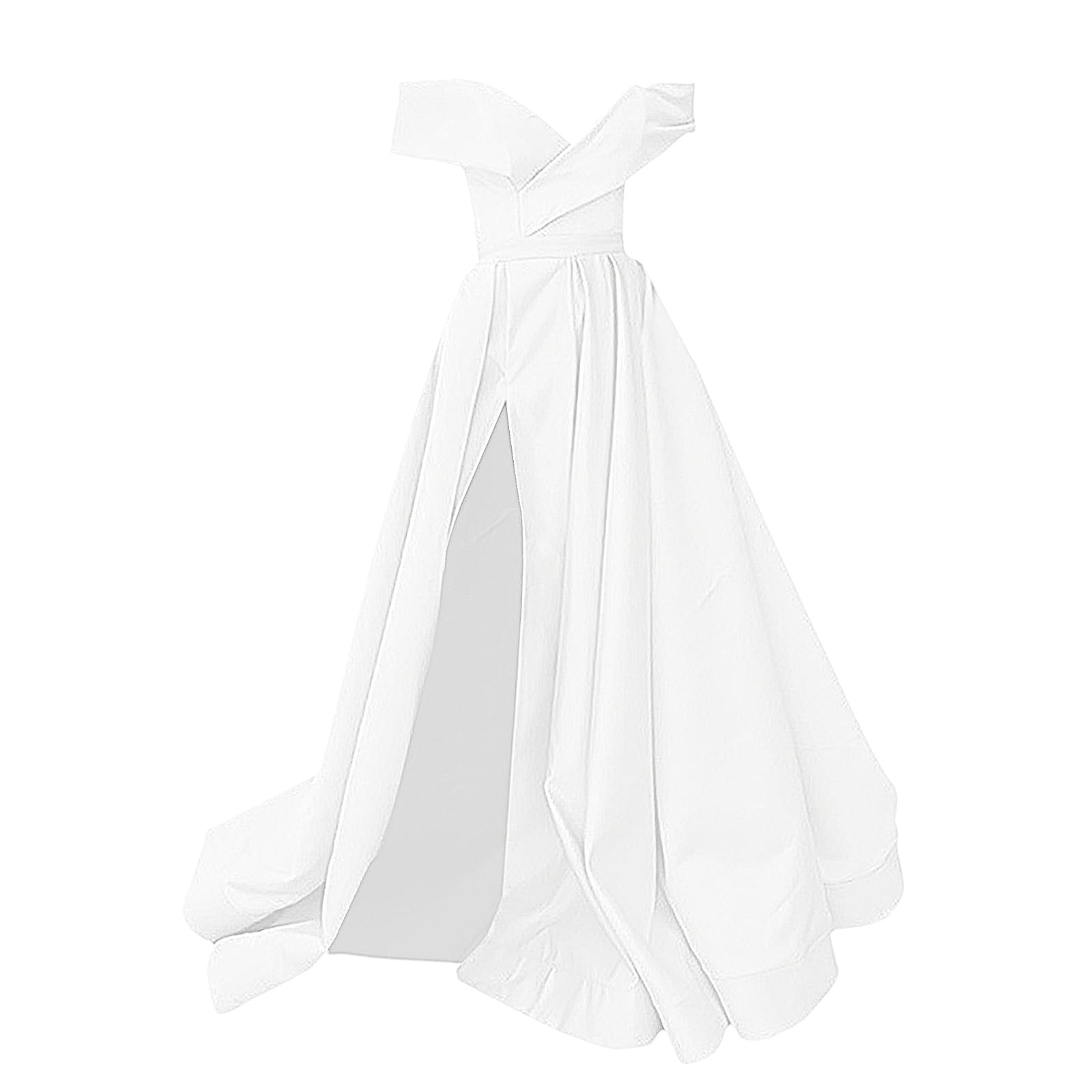 knee length dresses for ladies Embellished Long-Sleeve Fishtail Maxi Dress in White main image 1