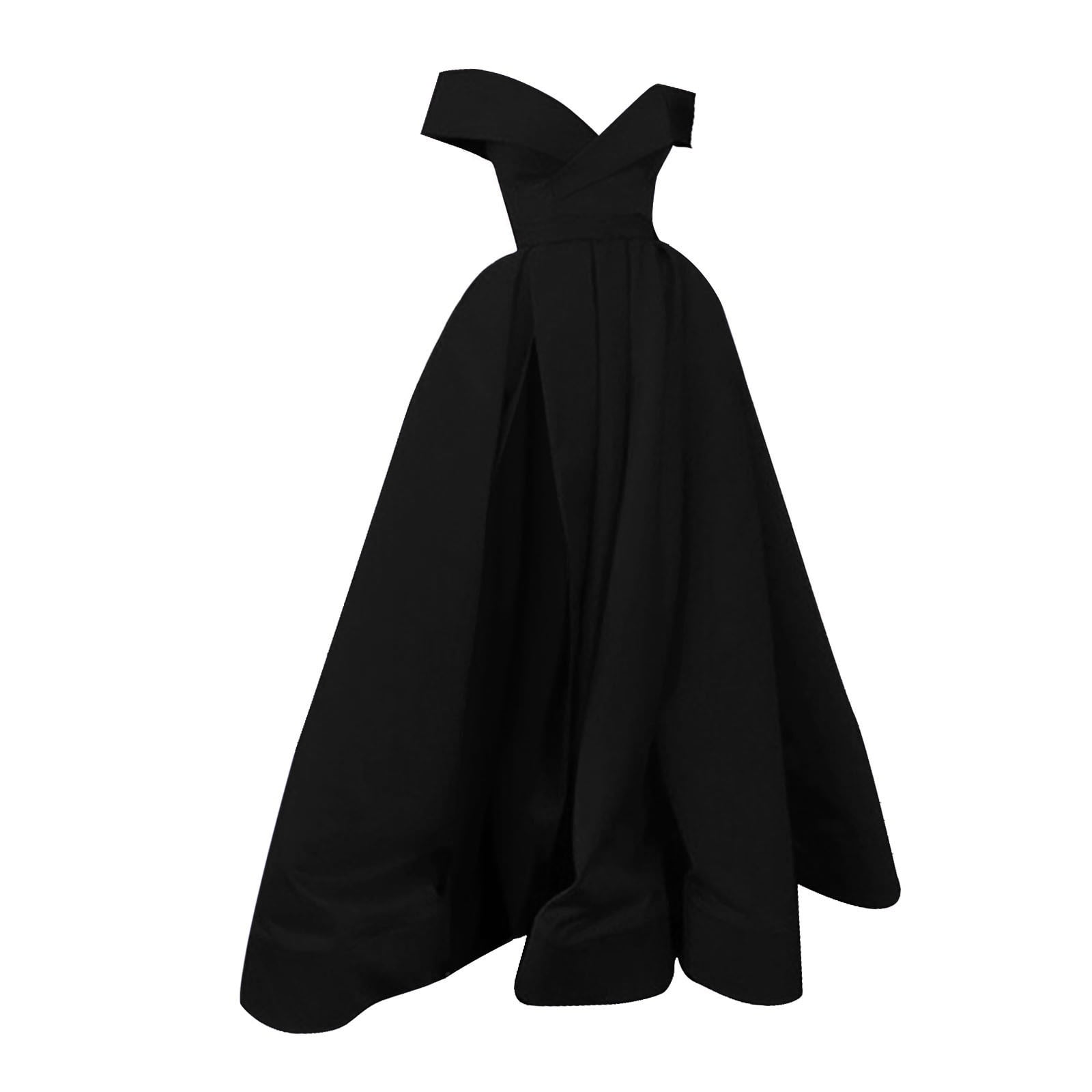 Rrunsv Dress for Women Elegant Women's Long Formal Satin Dress Neck  Sleeveless Side Slit Flowy Maxi Tank Dresses Black,XL - Walmart.com