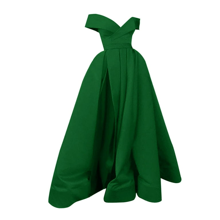 emerald green bell sleeve dress EMERALD GREEN Velvet Gown