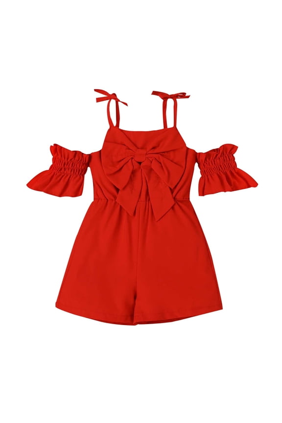 Girls Jumper Girl's Floral Print Halter Sleeveless High Waist Romper Short Jumpsuit Red,6Y