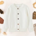 thumbnail image 1 of Rrunsv Girls Long Sleeve Sparkle Cardigan Kids Button Closure Pullover Knitted Shrug Cropped Sweaters Tops(White,7-8 t), 1 of 5