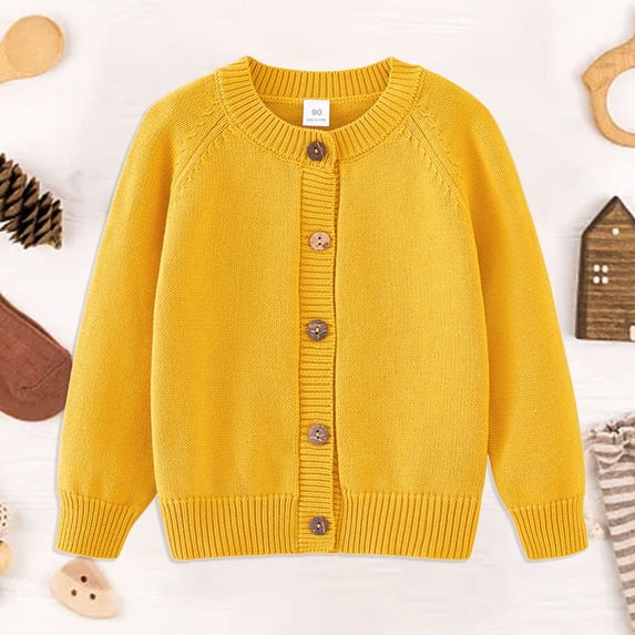 Rrunsv Girls Neck Pullover Sweaters Casual Long Sleeve Knit Jumper Tops(Yellow,7-8 t)