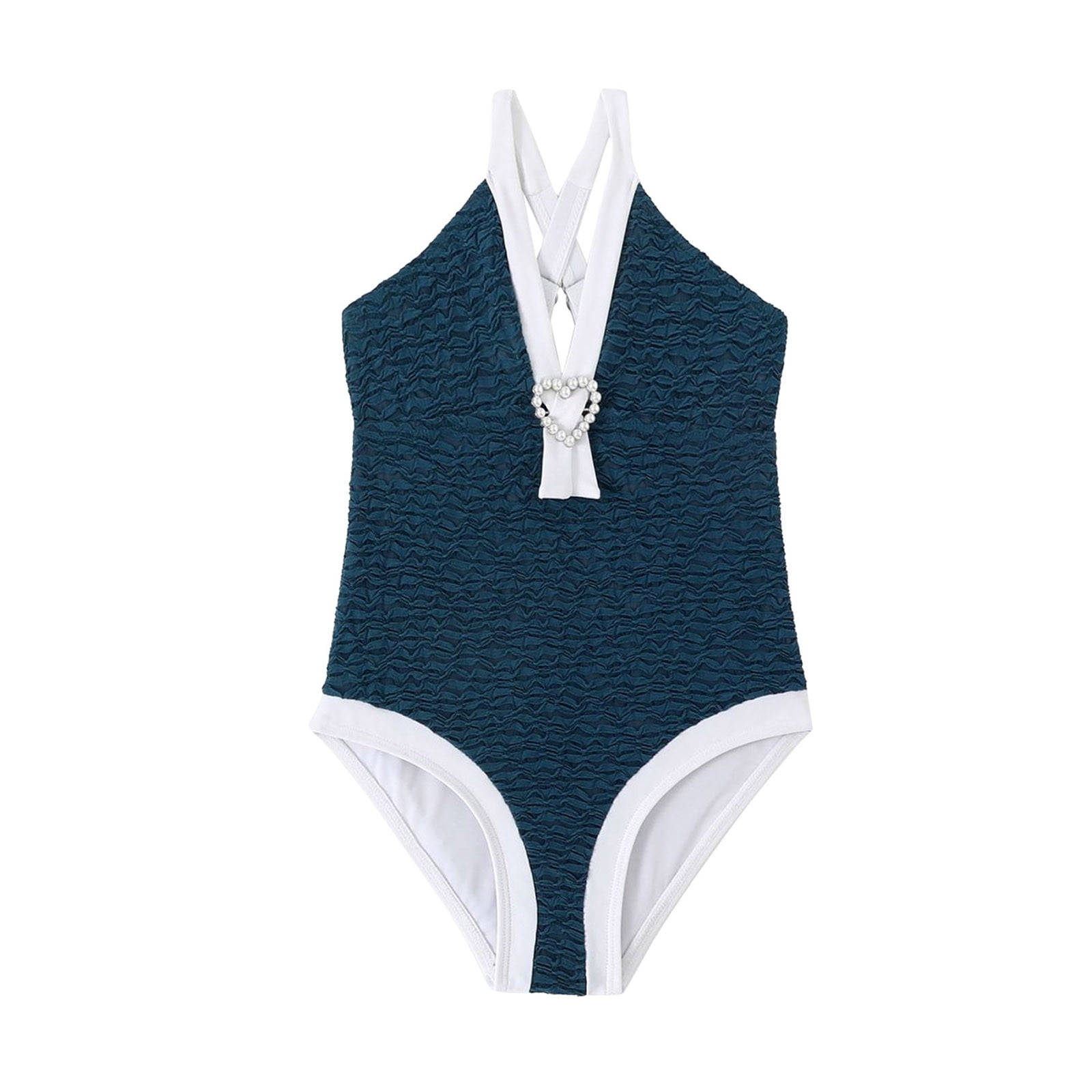 Rrunsv Little Girl Swimsuit Girls Swimwear Teen Girls Summer Swimsuit  One-piece Bow Print Bathingsuit Blue,140