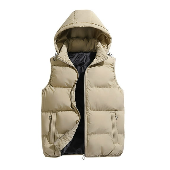 Rrunsv Golf Vests for Men Men Winter Warm Coat Jacket Outwear Men's Snow Parka Hooded Jacke Coat Khaki,XXXXL