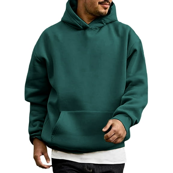 Rrunsv Hoodies for Mens Pullover Oversized Heavyweight Cotton Fleece Hooded Sweatshirt Couples Streetwear Hoodies Unisex Green,L