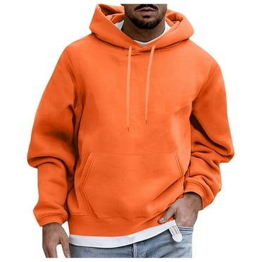 Rrunsv Hoodies for Mens Pullover Oversized Heavyweight Cotton Fleece Hooded Sweatshirt Couples Streetwear Hoodies Unisex Orange,M