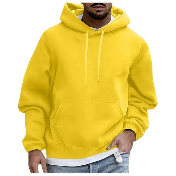 Rrunsv Hoodies for Mens Pullover Oversized Heavyweight Cotton Fleece Hooded Sweatshirt Couples Streetwear Hoodies Unisex Yellow,M