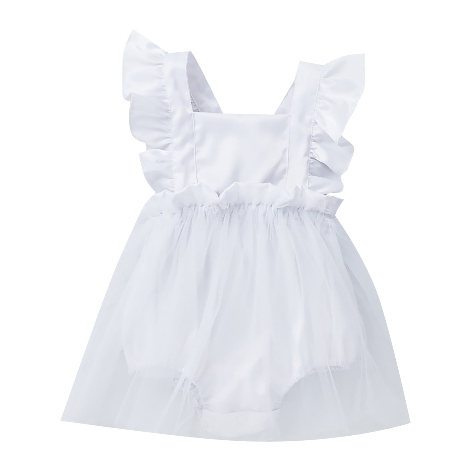 Rrunsv Kids Bodysuit Girl One Piece Romper Baby Girls Ruffle Sleeve