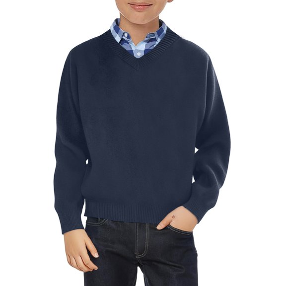 Rrunsv Kids Boy Girl School Uniform Cardigan Sweaters Basic Solid Button Knitted Cardigan Tops(Navy,3-4 t)