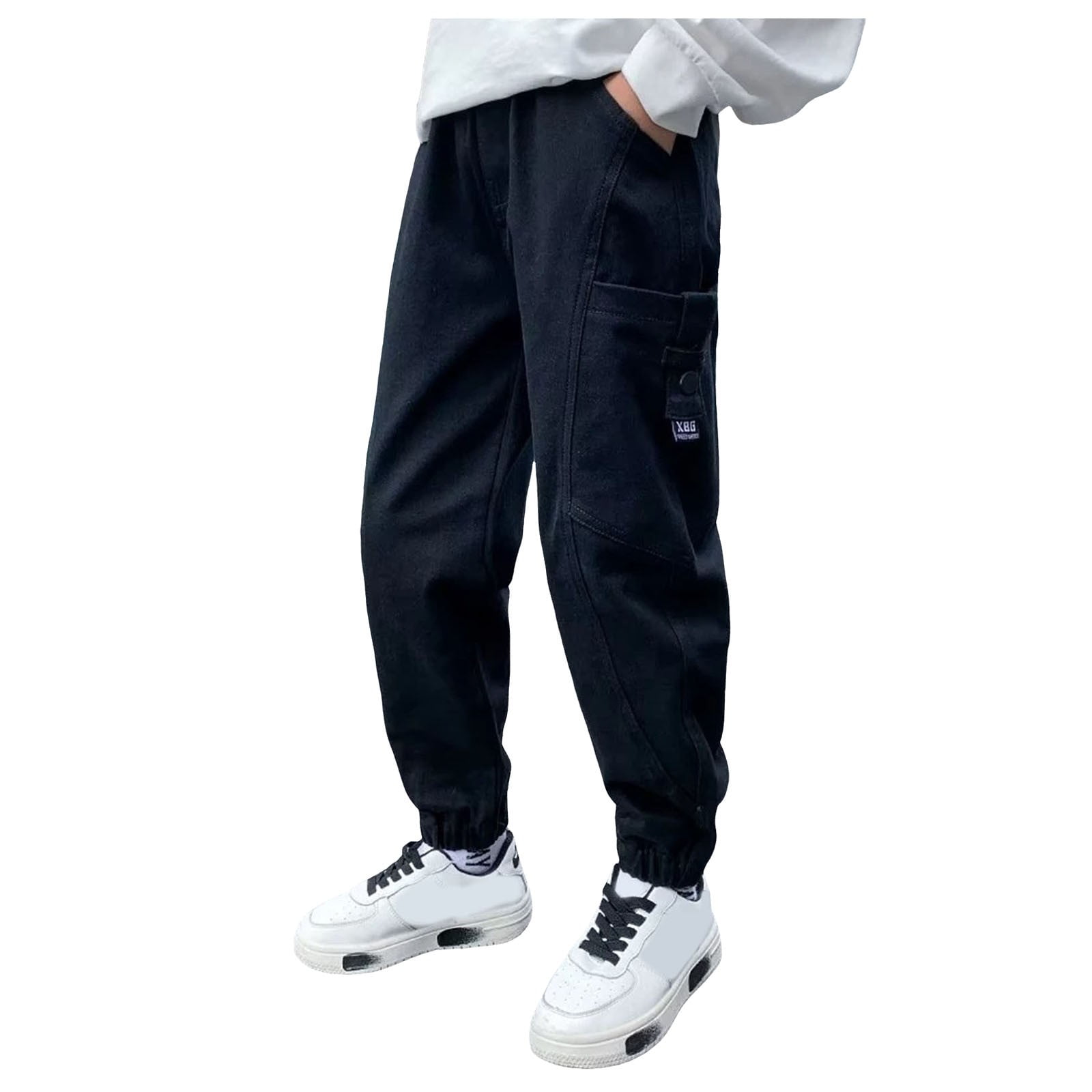 Boys Cotton Denim Cargo Joggers â€“ Printed Pants