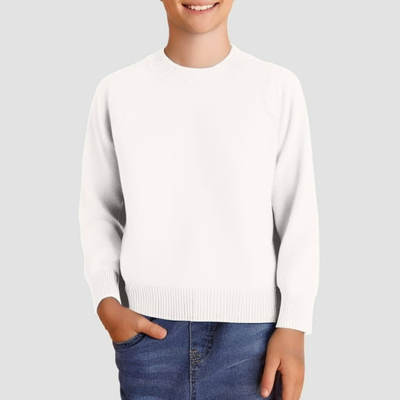 Rrunsv Little Boys'Casual Fashion Warm Button Down Cardigan Sweater(White,4 t)