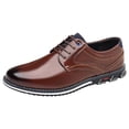 thumbnail image 1 of Rrunsv Men Dress Shoes Men’s Dress Shoes Leather Classic Oxford Formal Shoes for Men Brown,46, 1 of 5