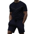 thumbnail image 1 of Rrunsv Men Sweatsuits Sets Men's Set Short Sleeve Henley Shirts and Shorts Summer Beach Yoga Pants Set Navy,XXL, 1 of 3