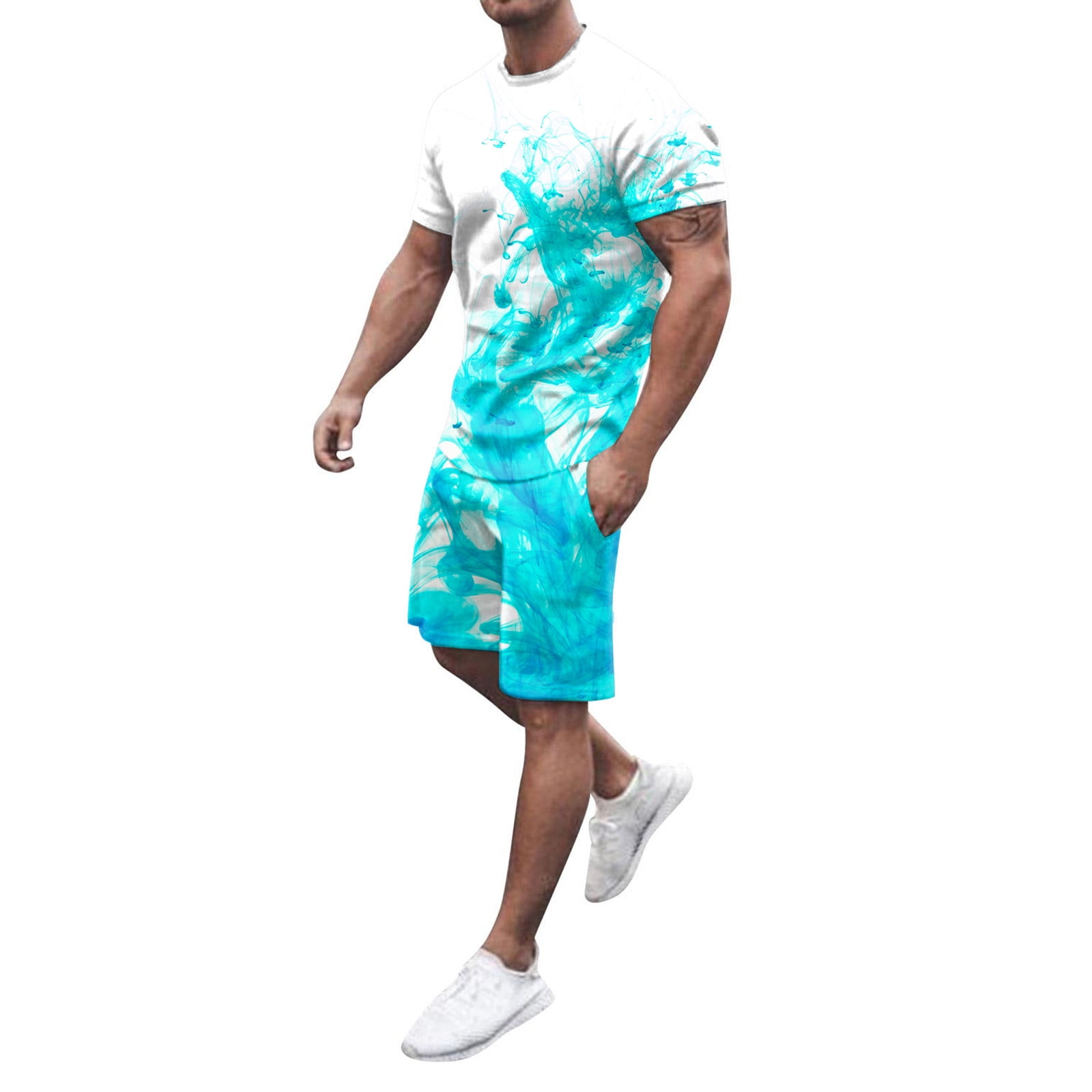 Rrunsv Men Two Piece Outfits Men s 2 Pieces Short Sets Short Sleeve Casual Button Down Shirt Sets Summer Beach Outfits Green M Walmart