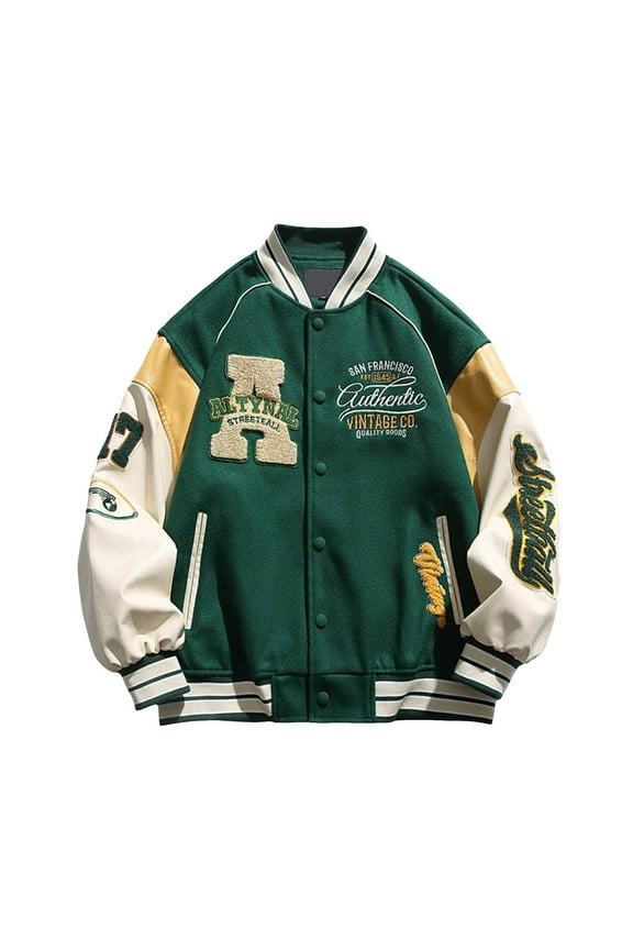 Men's Comfort Jacket Casual Bomber Jacket Stand Collar Canvas Jacket Coats Fleece Jackets(Green,XL)