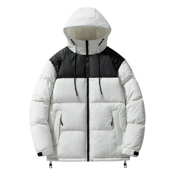 Rrunsv Men's Heavyweight Hooded Puffer Coat Summer Jacket Men White,3XL