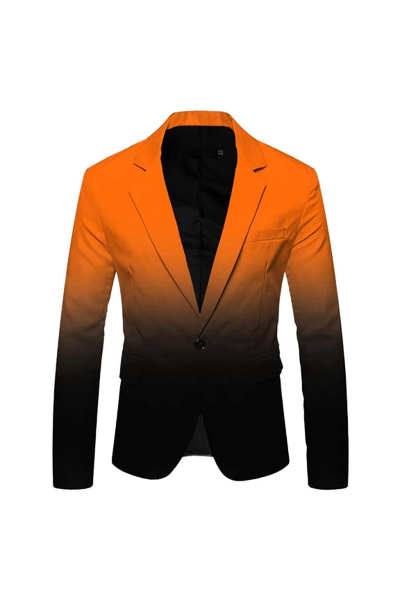 Men's Linen-Blend Suit Jacket, Breathable Blazer, Regular Fit, with Chest Pocket(Orange,3XL)