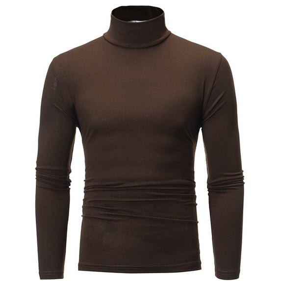 Rrunsv Men's Turtleneck Sweater Slim Fit Lightweight Pullover Tops Y1-Coffee,3XL