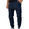 thumbnail image 1 of Rrunsv Mens Cargo Sweatpants Men's Pants Elastic Waist Drawstring Cargo Pants Fashion Loose Casual Long Trousers Navy,XXL, 1 of 4