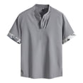 thumbnail image 1 of Rrunsv Mens Casual Shirts Men's Casual Stylish Short Sleeve Button-Up Dress Shirts Cotton Shirt Grey,M, 1 of 4