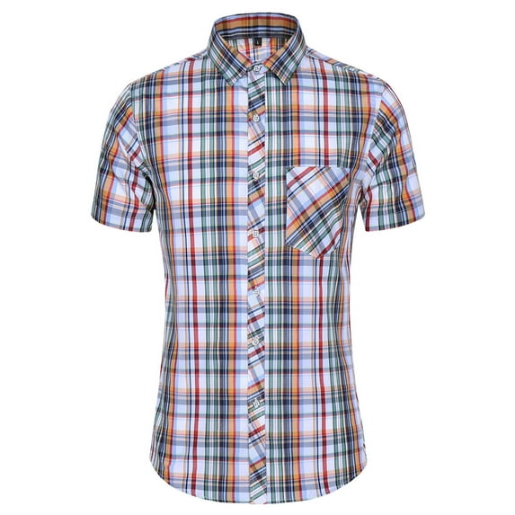 Rrunsv Mens Dress Shirts Men's Striped Shirts Casual Short Sleeve Button Down Shirts Orange,XXXXL
