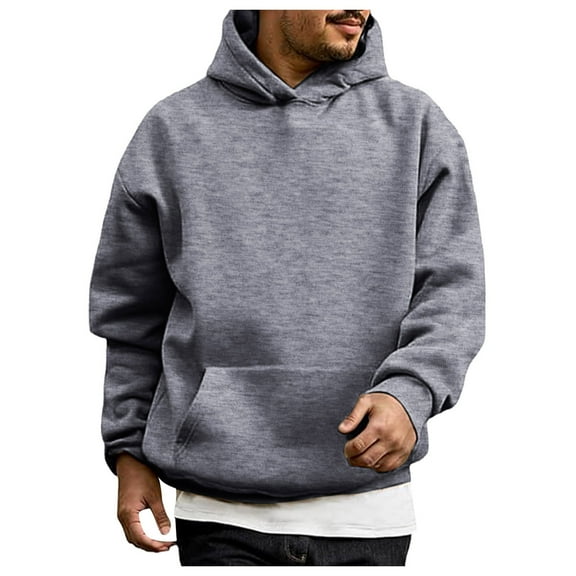 Rrunsv Hoodies for Mens Pullover Oversized Heavyweight Cotton Fleece Hooded Sweatshirt Couples Streetwear Hoodies Unisex Dark Gray,L