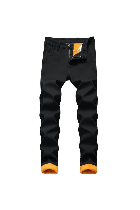 Mens Jeans Straight Jeans for Men Baggy Slim fit Stretch Mens Work Jeans Straight fit Jeans Black,36