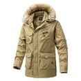thumbnail image 1 of Rrunsv Mens Parka Coat Mens Winter Coats Trench Parkas Winter Casual Solid Windbreaker Overcoat Khaki,XXL, 1 of 4