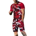 thumbnail image 1 of Rrunsv Mens Suit Men's 2 Pieces Short Sets Short Sleeve Casual Button Down Shirt Sets Summer Beach Outfits Red,XXL, 1 of 4