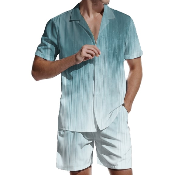 Rrunsv Mens Track Suits 2 Piece Set Men's Shorts Set Summer Outfits Fashion Casual Short Sleeve Polo Suit for Men Green,S