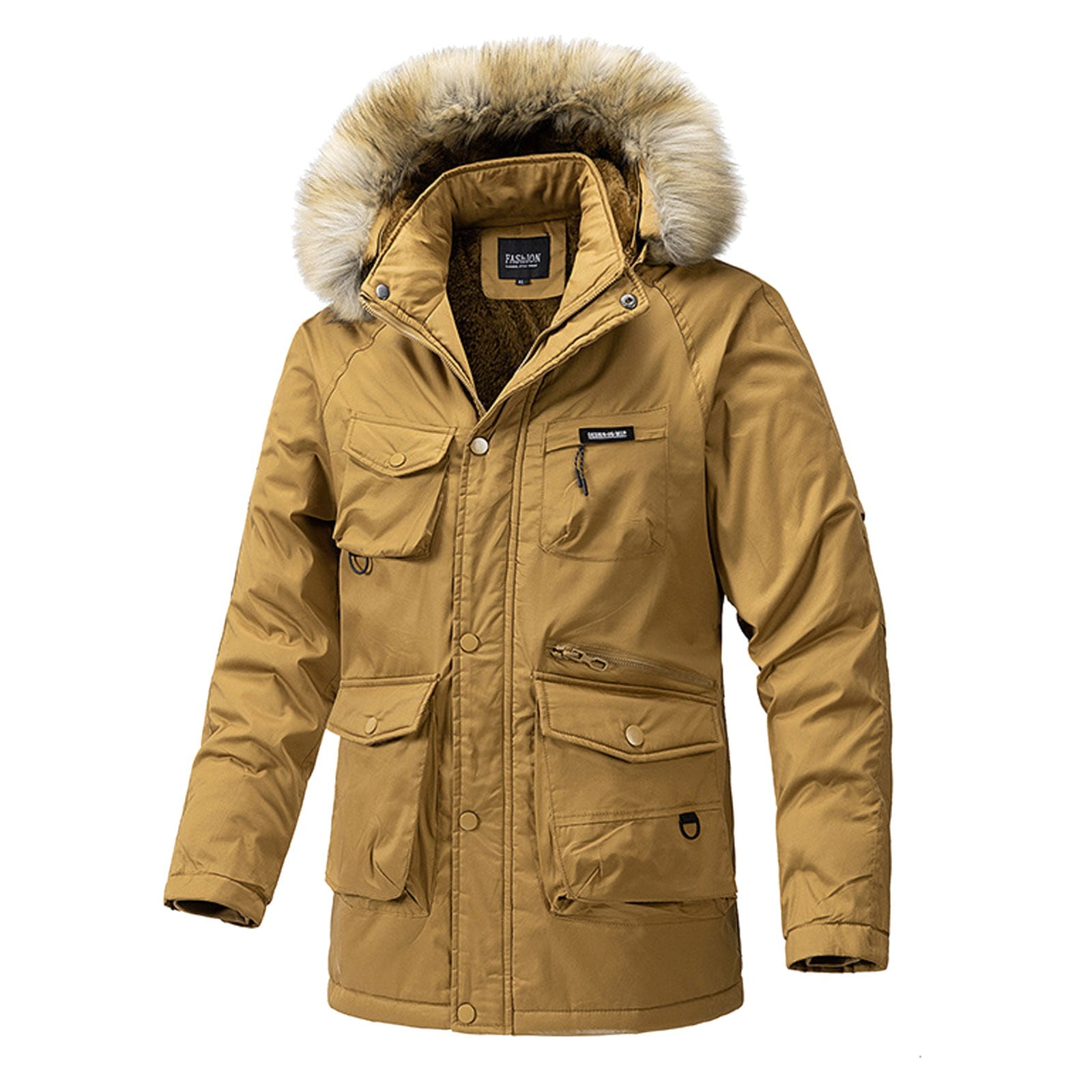 Rrunsv Parkas for Men Men's Warm Parka -Trim Windproof Long Sleeve Mid ...