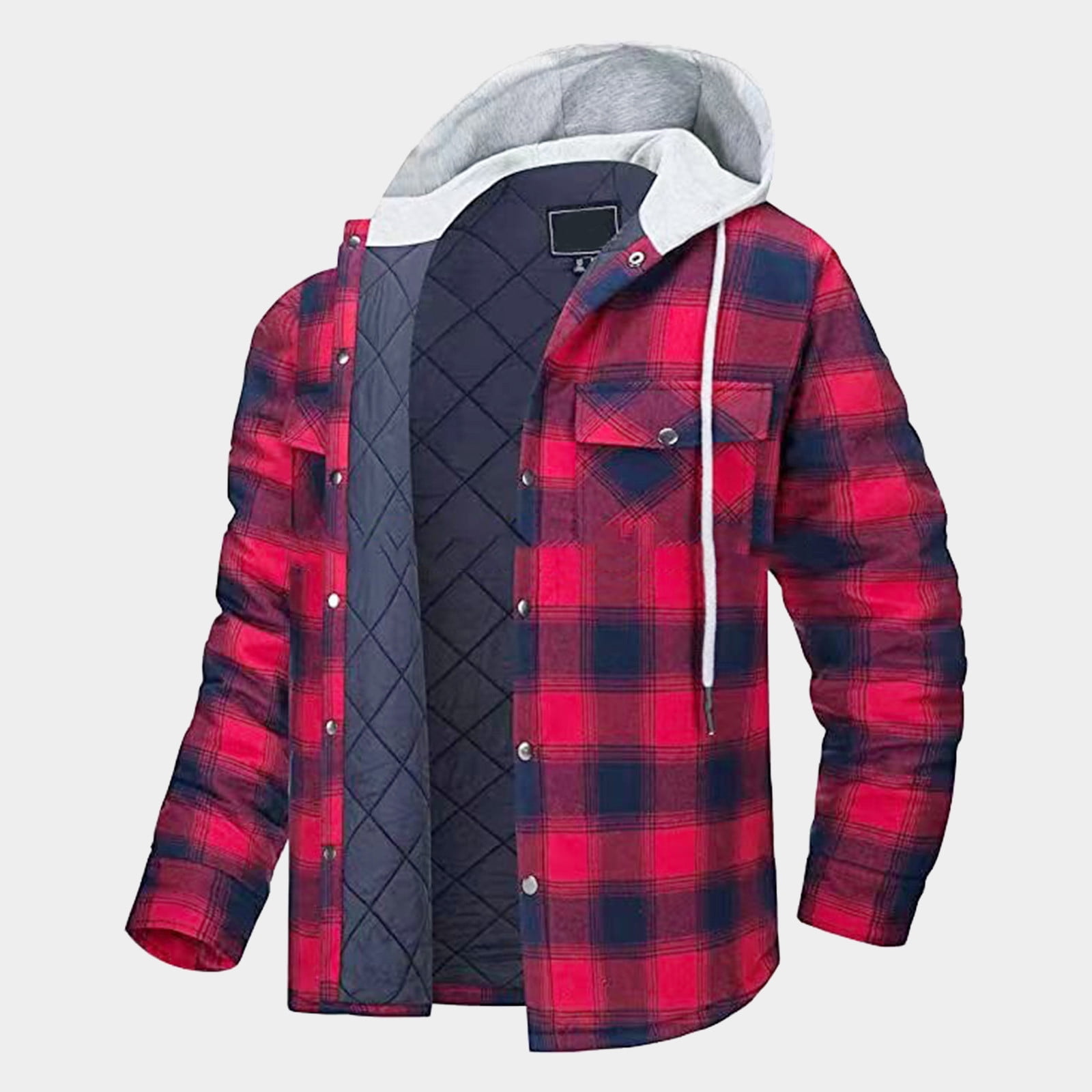 Rrunsv Plaid Flannel Shirt Jacket for Men Big and Tall Quilted Lined