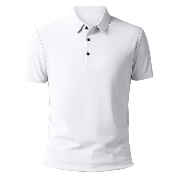 Rrunsv Polo Golf Shirts for Men Mens Short Sleeve Polo Shirts-Casual Loose Fit Pullover Quarter Zip Sweatshirts White,L