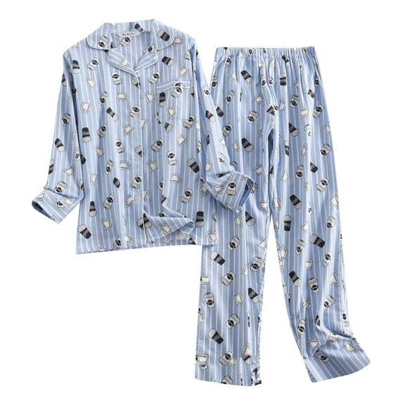 Rrunsv Sleep Sets for Women Women's Sleepwear Silk Satin Nightwear Sets Female Pajamas 2-Piece Blue,L