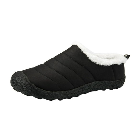 Rrunsv Snow Boots Women Winter Warm Fur Waterproof Slip On Comfort Woman Ankle Booties Combat Boots Black,9.5