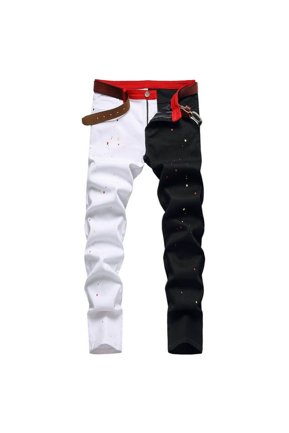 Stretch Jeans Men Skinny Jeans for Men Stretch Slim Fit Ripped Distressed Black,32