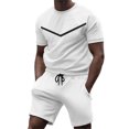 thumbnail image 1 of Rrunsv Sweat Suits Men Men's 2 Piece Tracksuit Short Sleeve Shirt and Drawstring Waist Pants with Pockets White,XL, 1 of 3